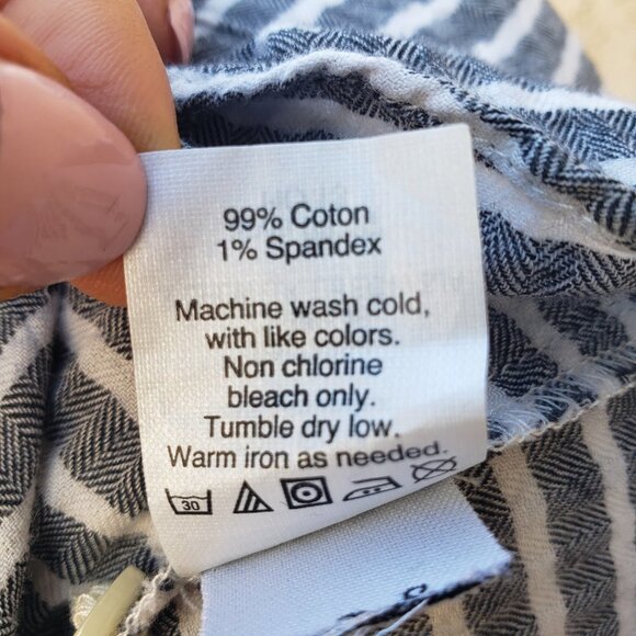 Madewell Gray and White Strip Long Sleeve Collared Shirt Half Button Front S - Picture 5 of 5